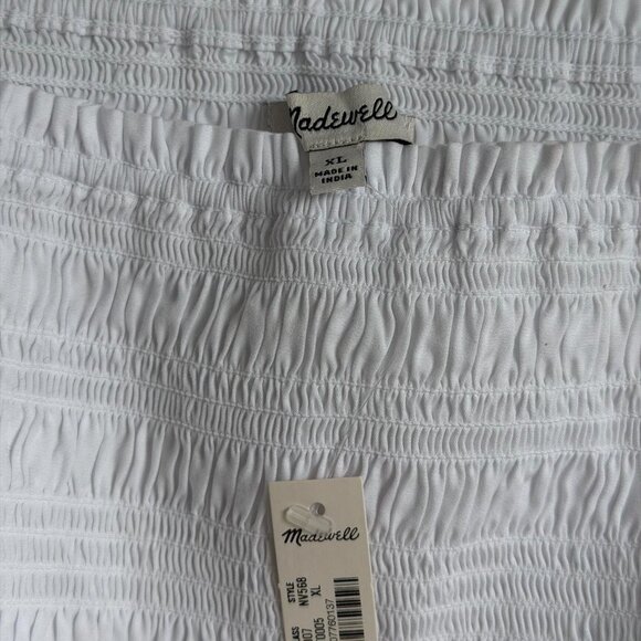 Madewell Poplin Smocked Tank in White, Size X-Large - Picture 7 of 12